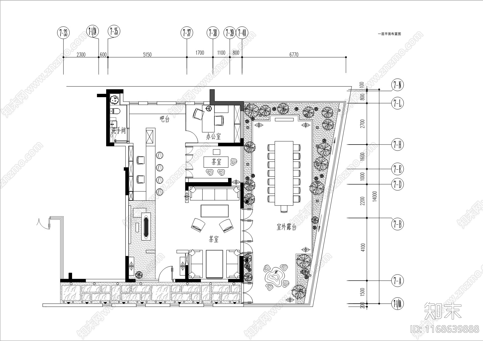 现代中式茶餐厅施工图下载【ID:1168639888】