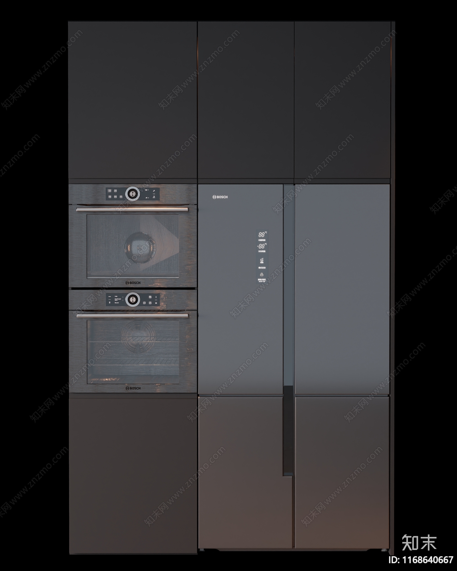 现代意式冰箱柜3D模型下载【ID:1168640667】