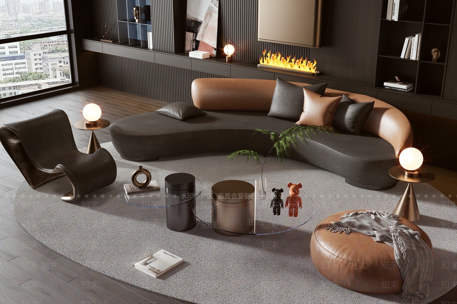 现代圆形沙发3D模型下载【ID:1168640553】