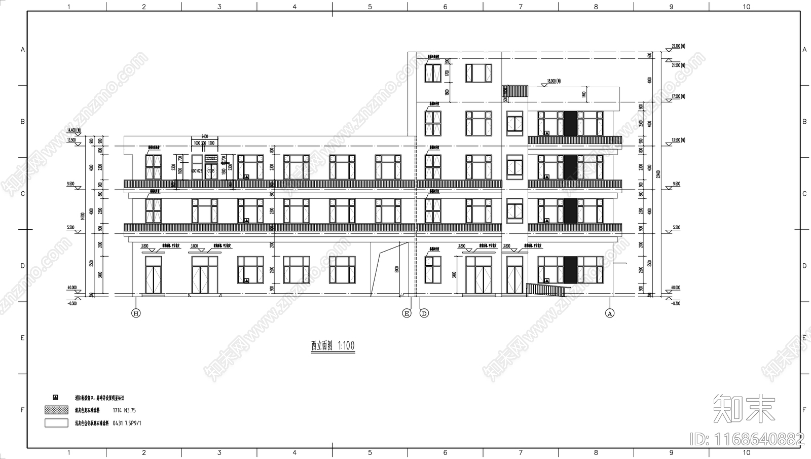 现代简约办公楼建筑cad施工图下载【ID:1168640882】