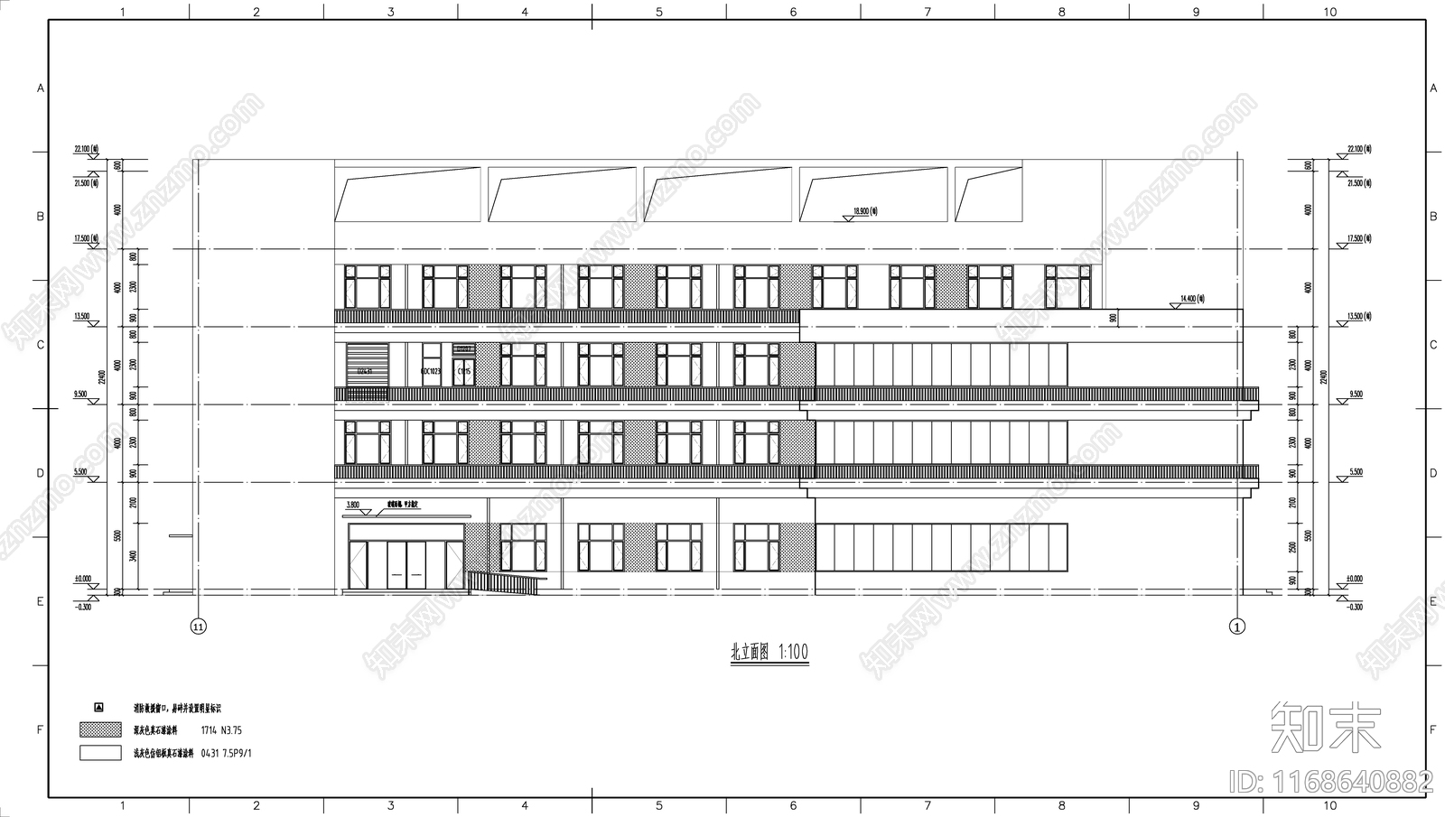 现代简约办公楼建筑cad施工图下载【ID:1168640882】