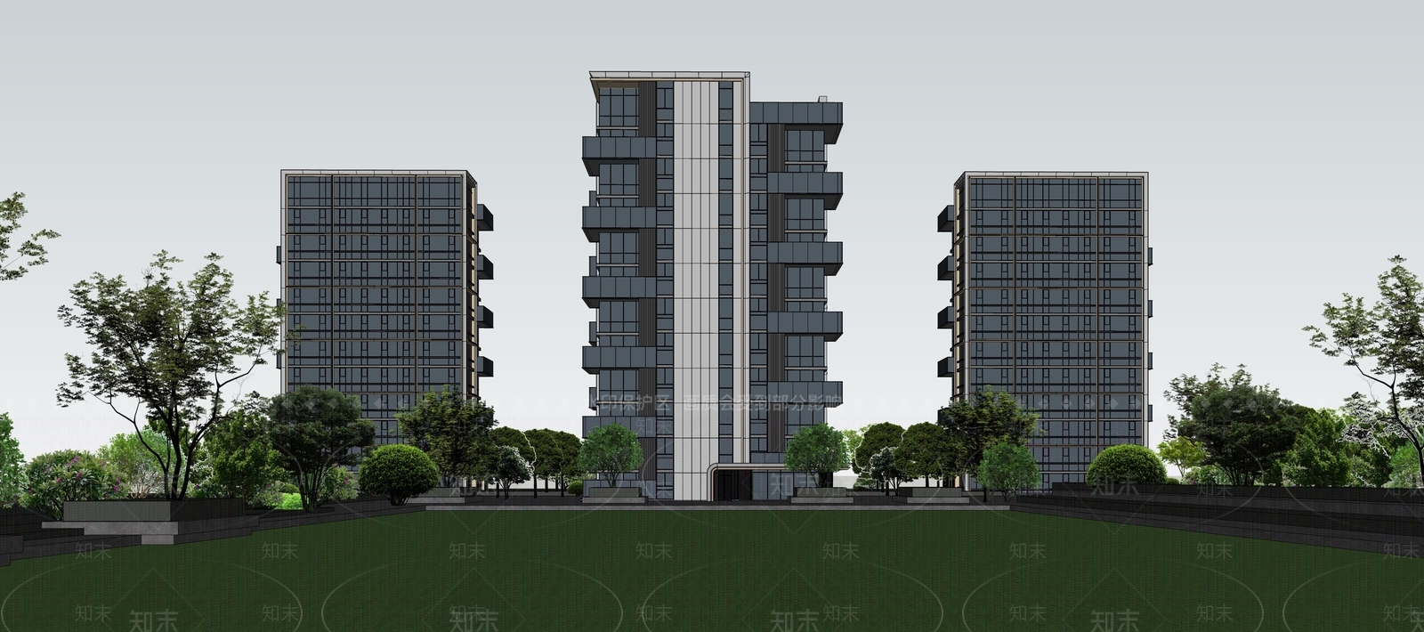 现代高层住宅SU模型下载【ID:1168645772】