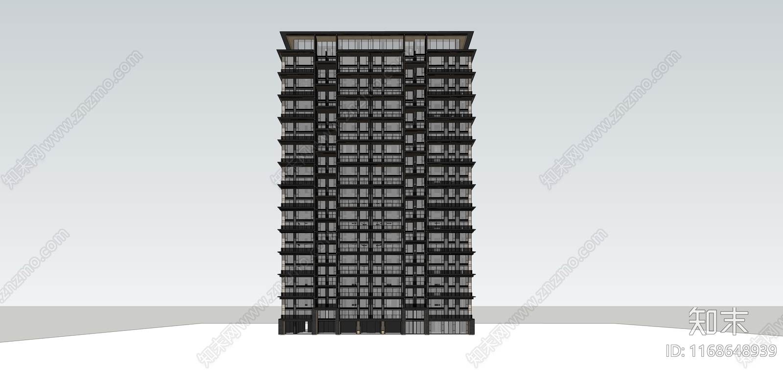 现代高层住宅SU模型下载【ID:1168648939】