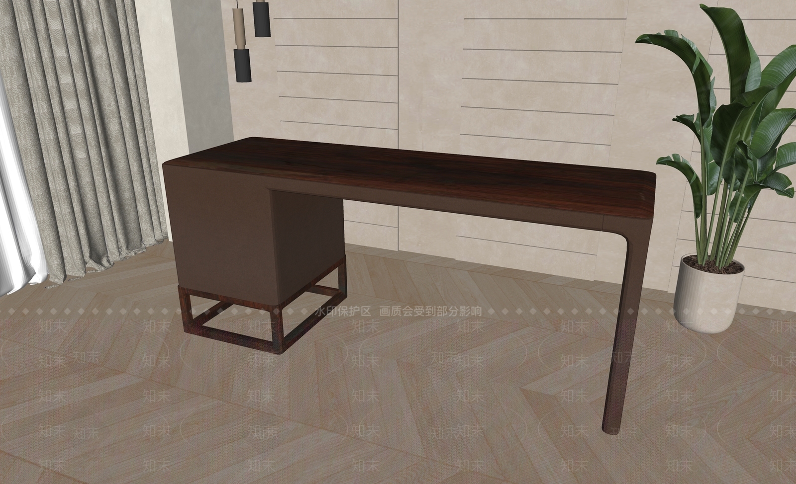 新中式书桌SU模型下载【ID:1168658359】