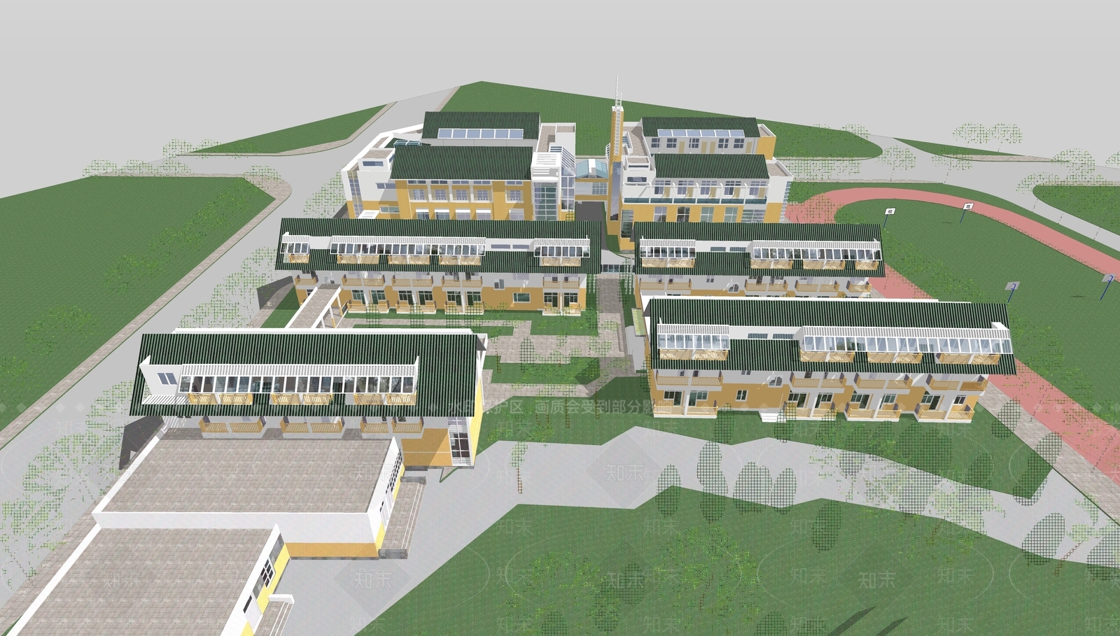 现代简约学校建筑SU模型下载【ID:1168662988】