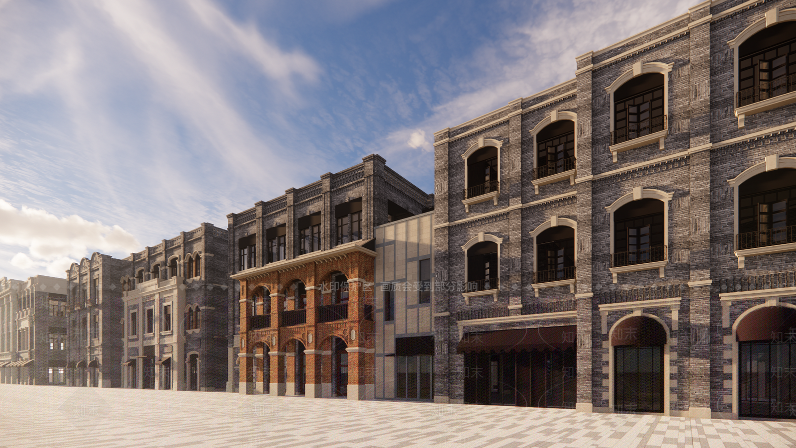 复古商业街SU模型下载【ID:1168666808】