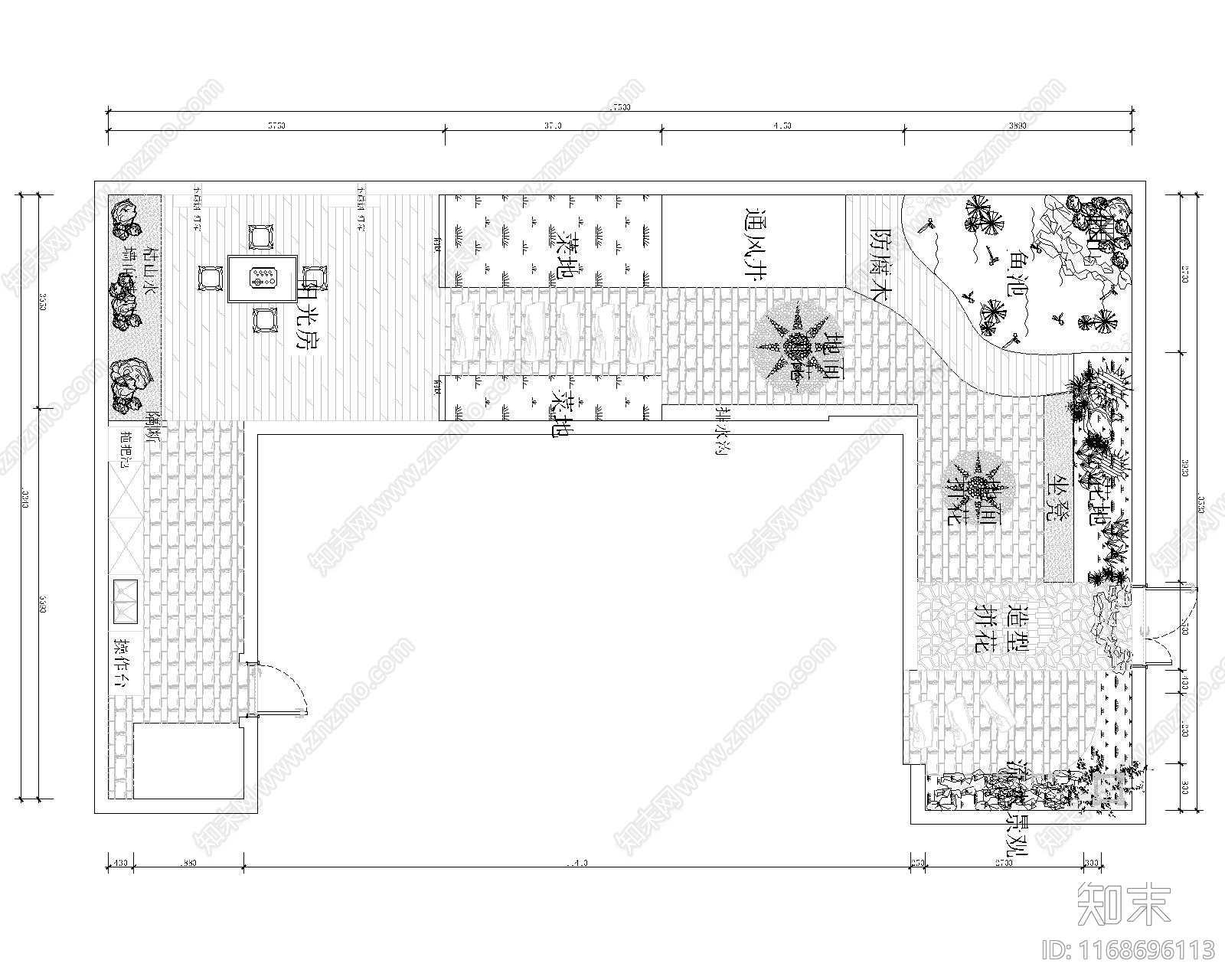 新中式庭院cad施工图下载【ID:1168696113】