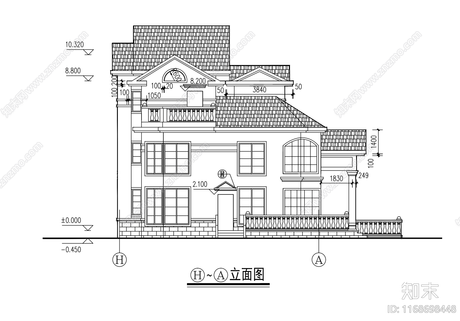 欧式别墅建筑cad施工图下载【ID:1168698448】