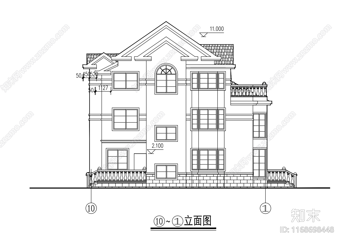 欧式别墅建筑cad施工图下载【ID:1168698448】