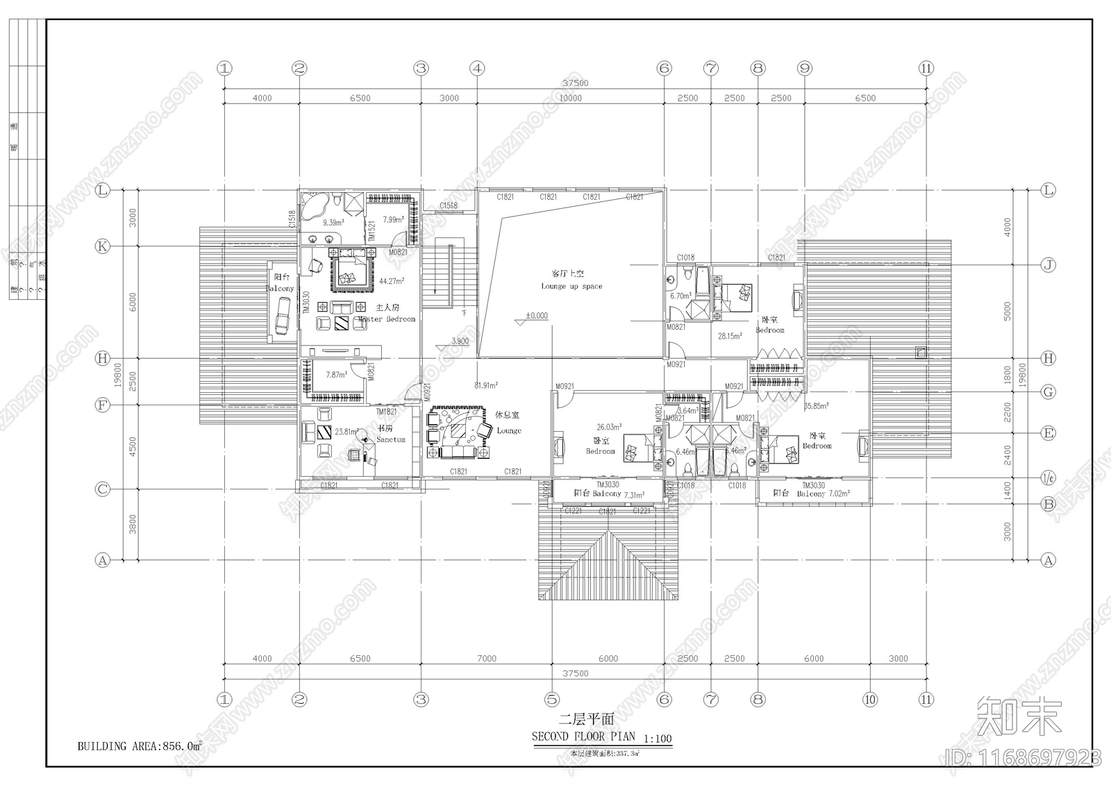 现代别墅建筑cad施工图下载【ID:1168697923】