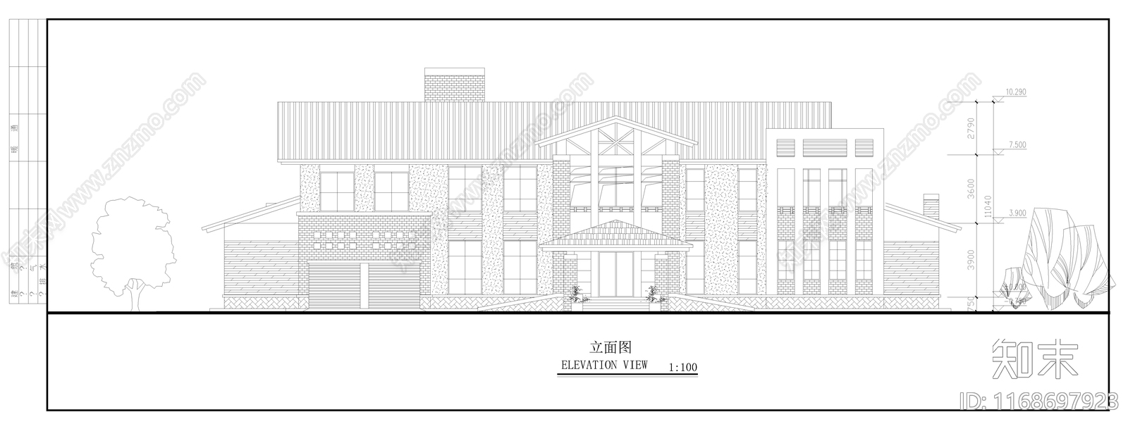 现代别墅建筑cad施工图下载【ID:1168697923】