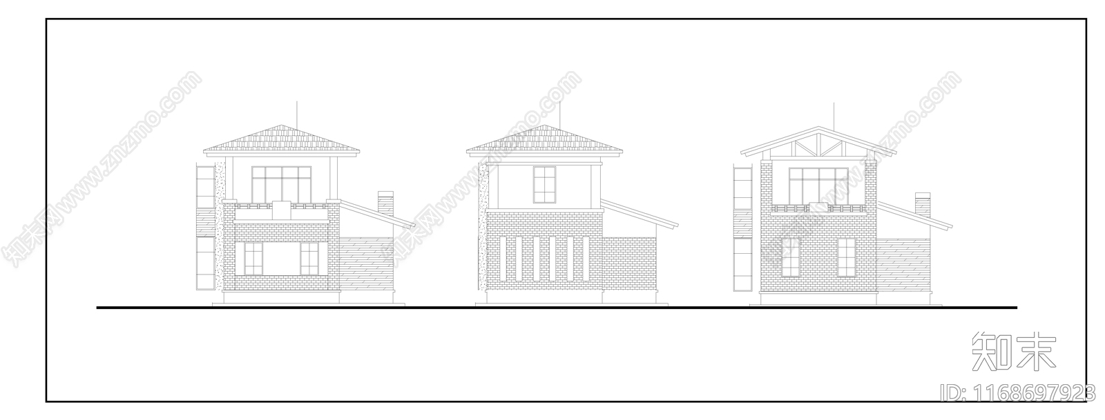 现代别墅建筑cad施工图下载【ID:1168697923】