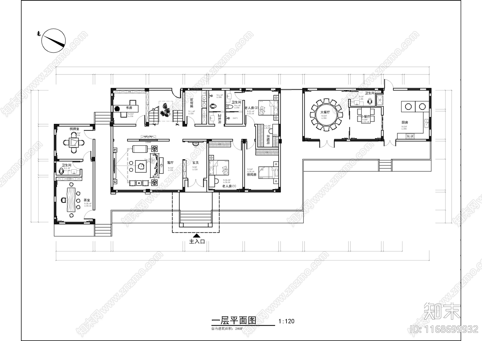 新中式现代整体家装空间cad施工图下载【ID:1168699932】