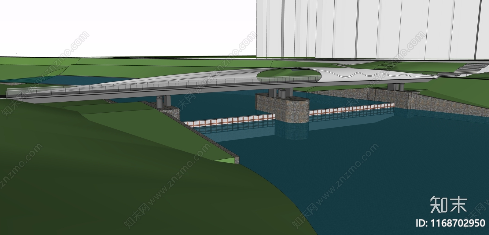 现代景观桥SU模型下载【ID:1168702950】