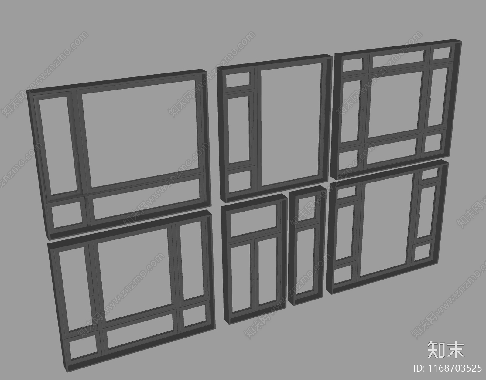 现代窗户组合SU模型下载【ID:1168703525】