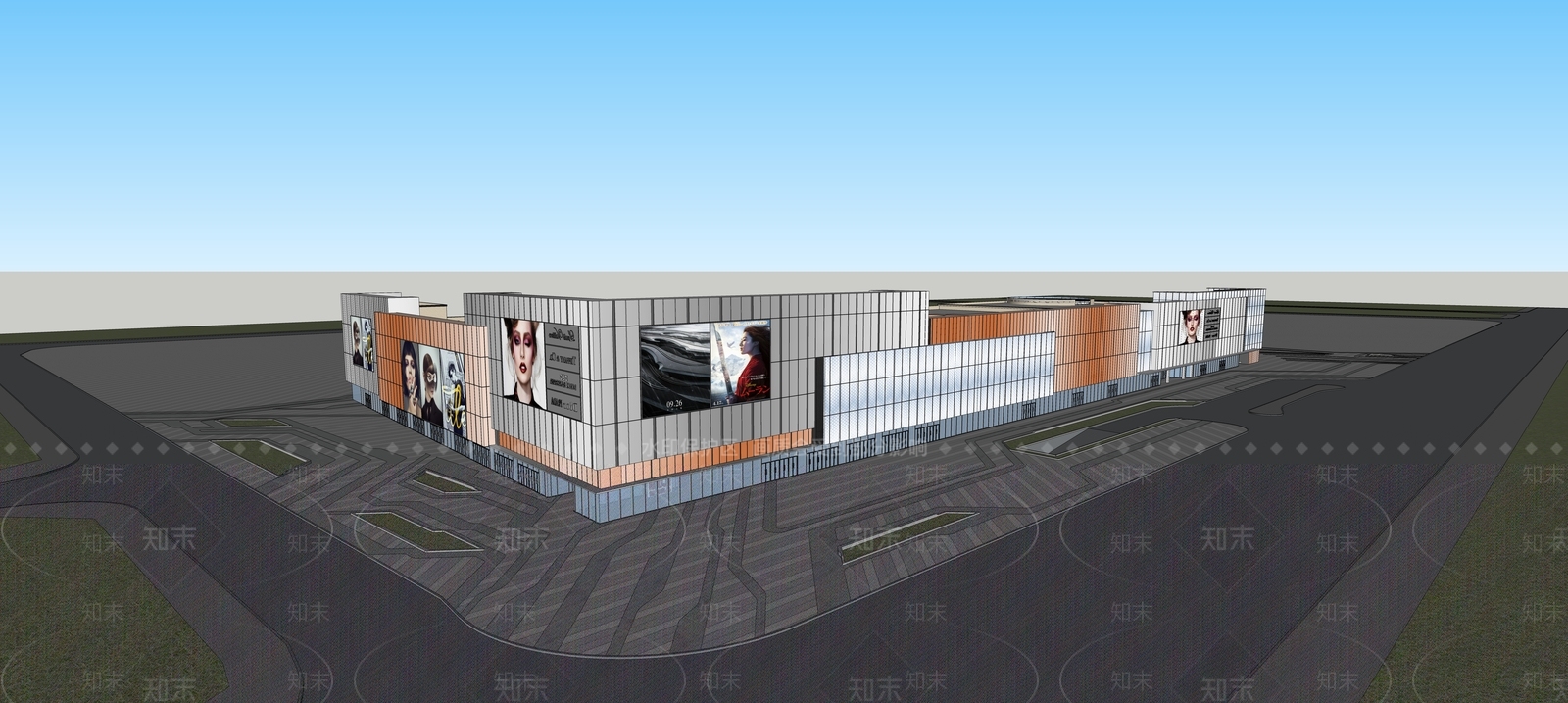现代商场建筑SU模型下载【ID:1168703725】