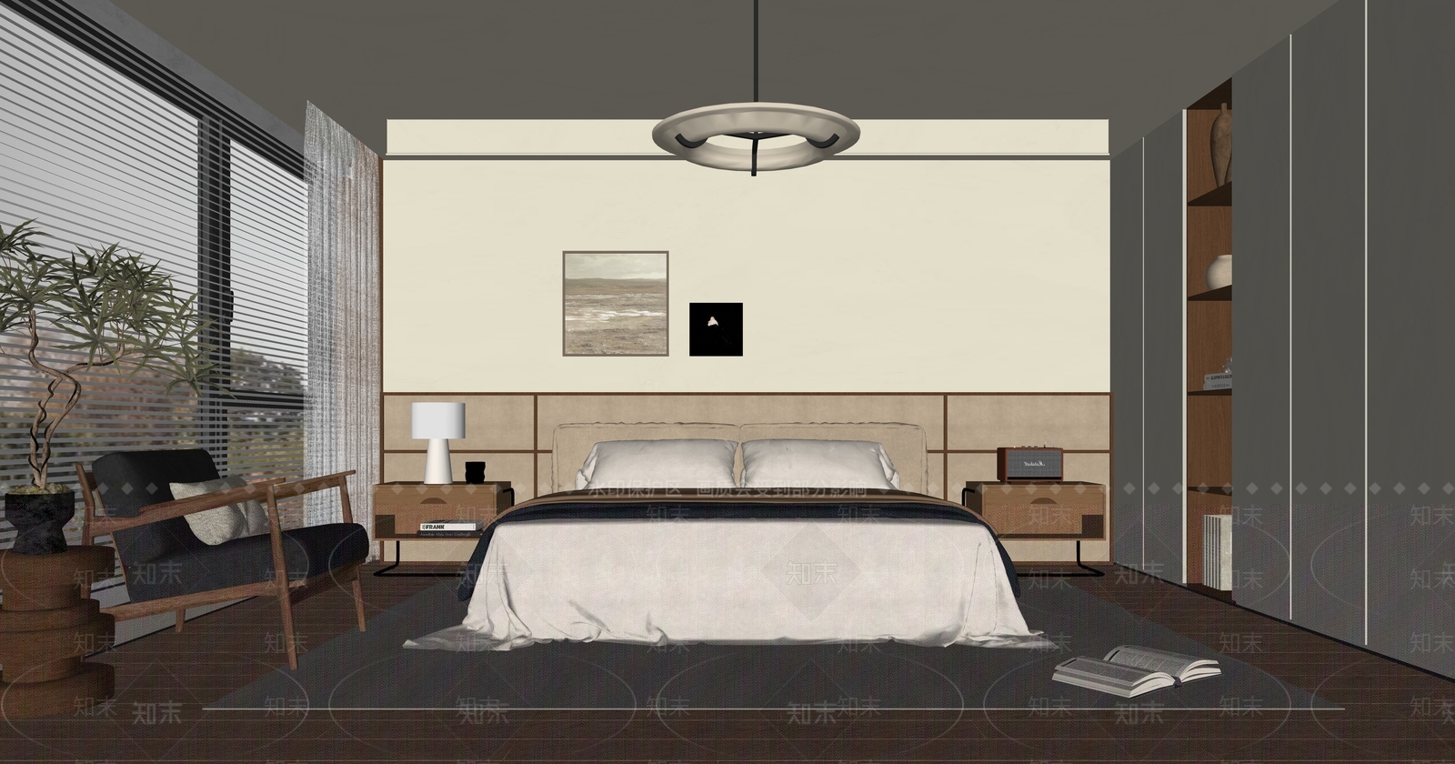 横向设计感挂画挂画SU模型下载【ID:1227459649】