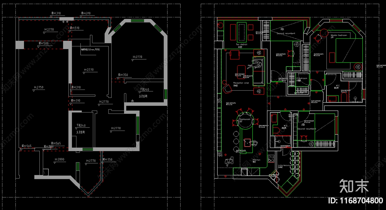 现代整体家装空间cad施工图下载【ID:1168704800】