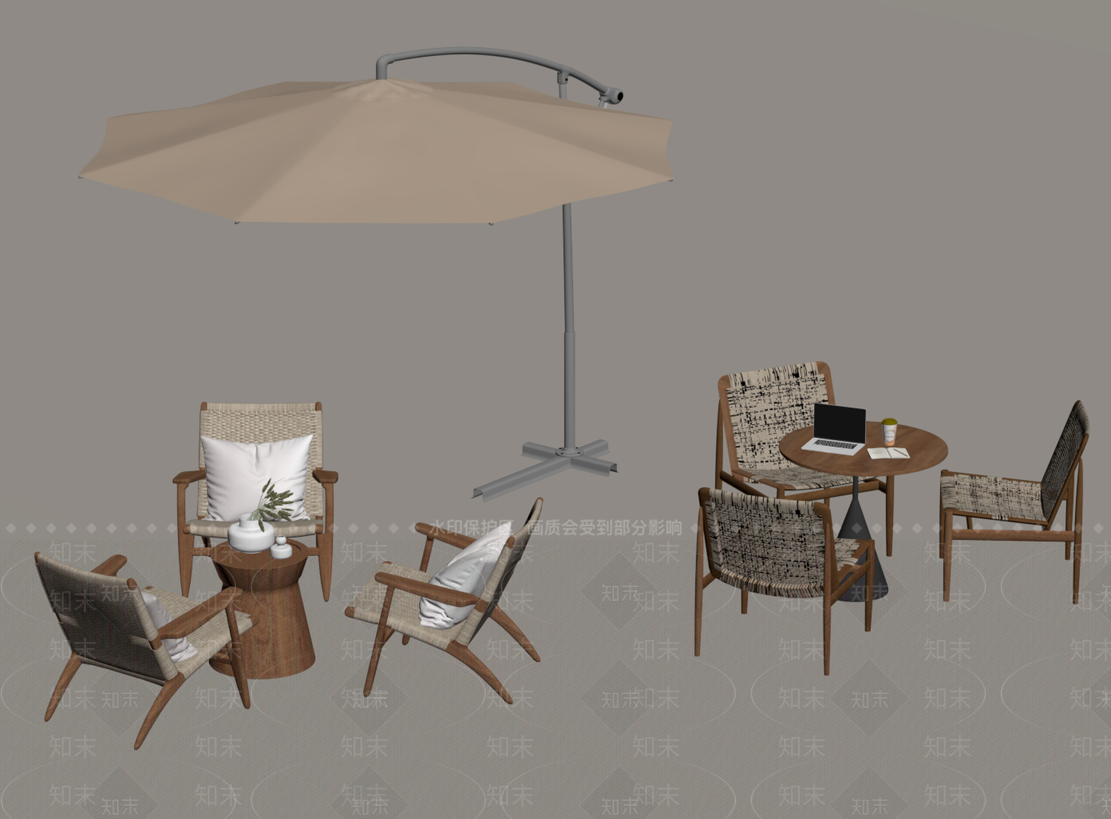 现代户外桌椅SU模型下载【ID:1168705077】