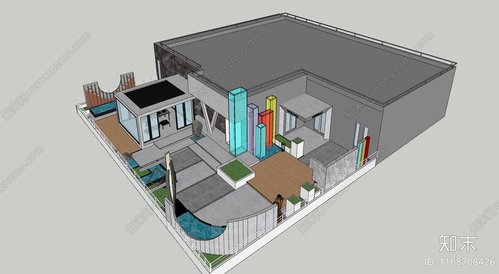 现代工业屋顶花园SU模型下载【ID:1168708426】