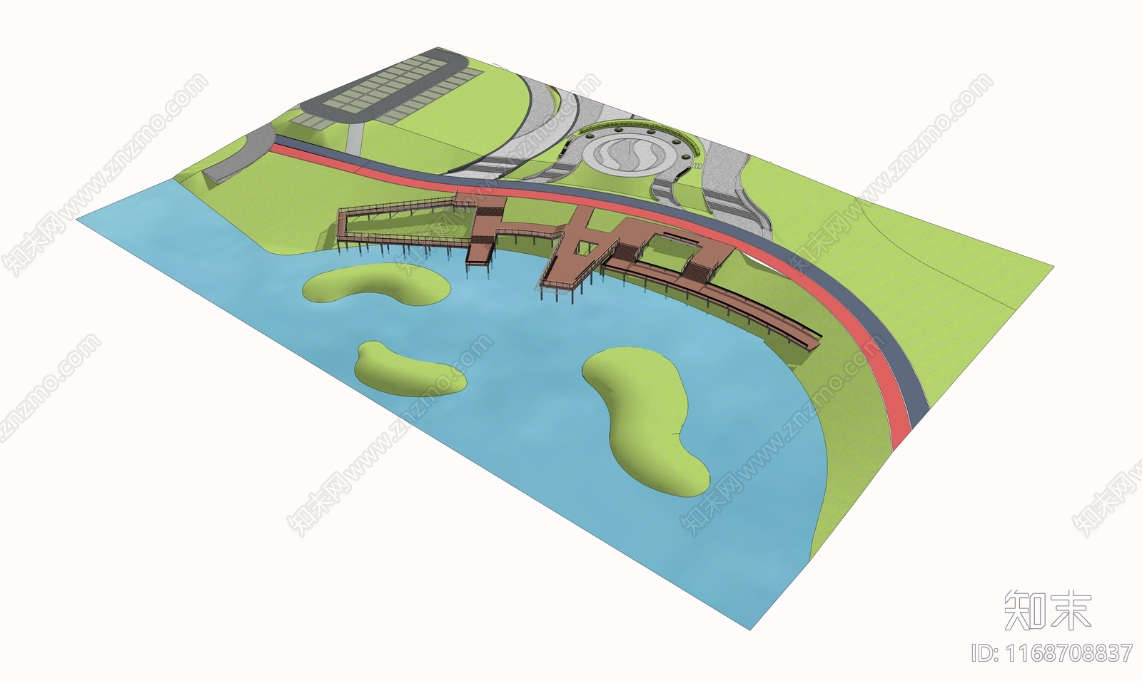 现代极简滨水景观SU模型下载【ID:1168708837】