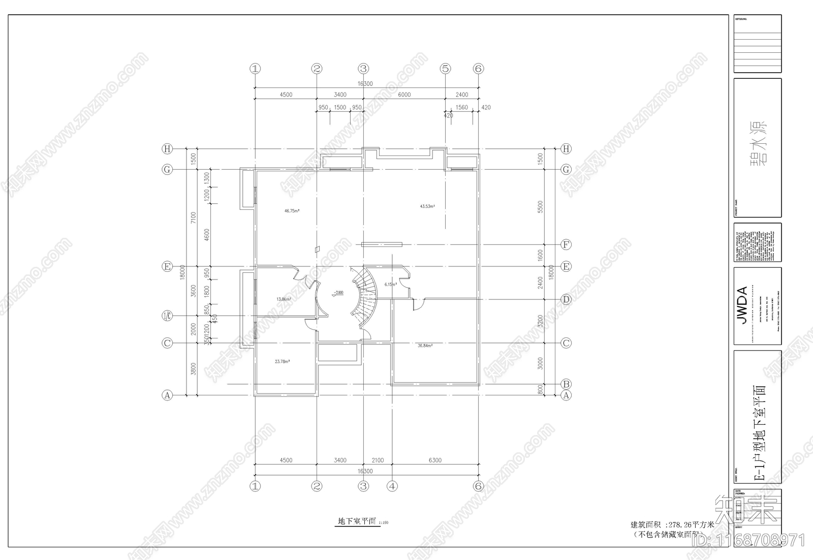 欧式别墅建筑cad施工图下载【ID:1168708971】