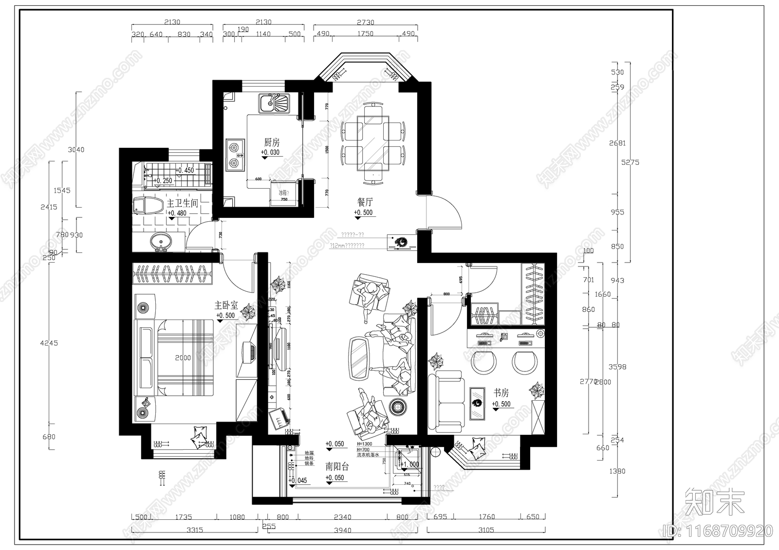 现代新中式整体家装空间cad施工图下载【ID:1168709920】