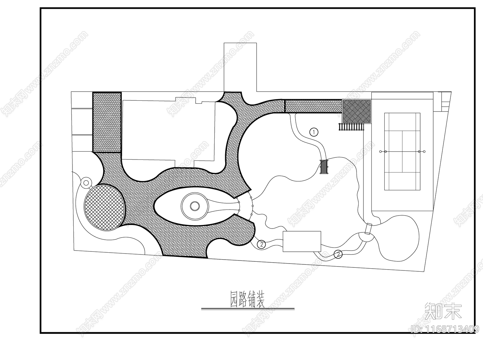 现代公园景观cad施工图下载【ID:1168713409】