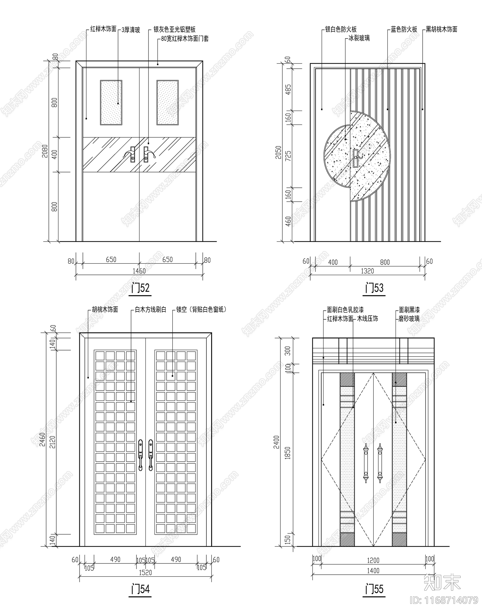 现代新中式门cad施工图下载【ID:1168714079】