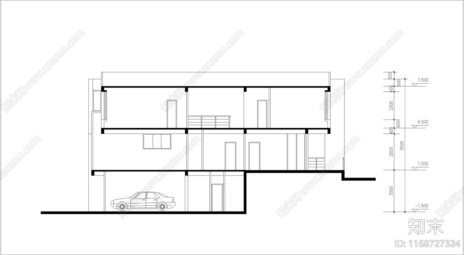 现代简约别墅建筑cad施工图下载【ID:1168727324】