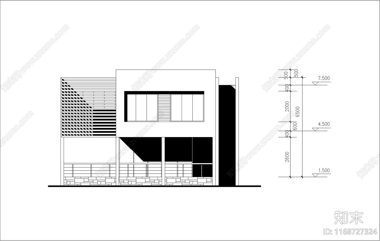 现代简约别墅建筑cad施工图下载【ID:1168727324】