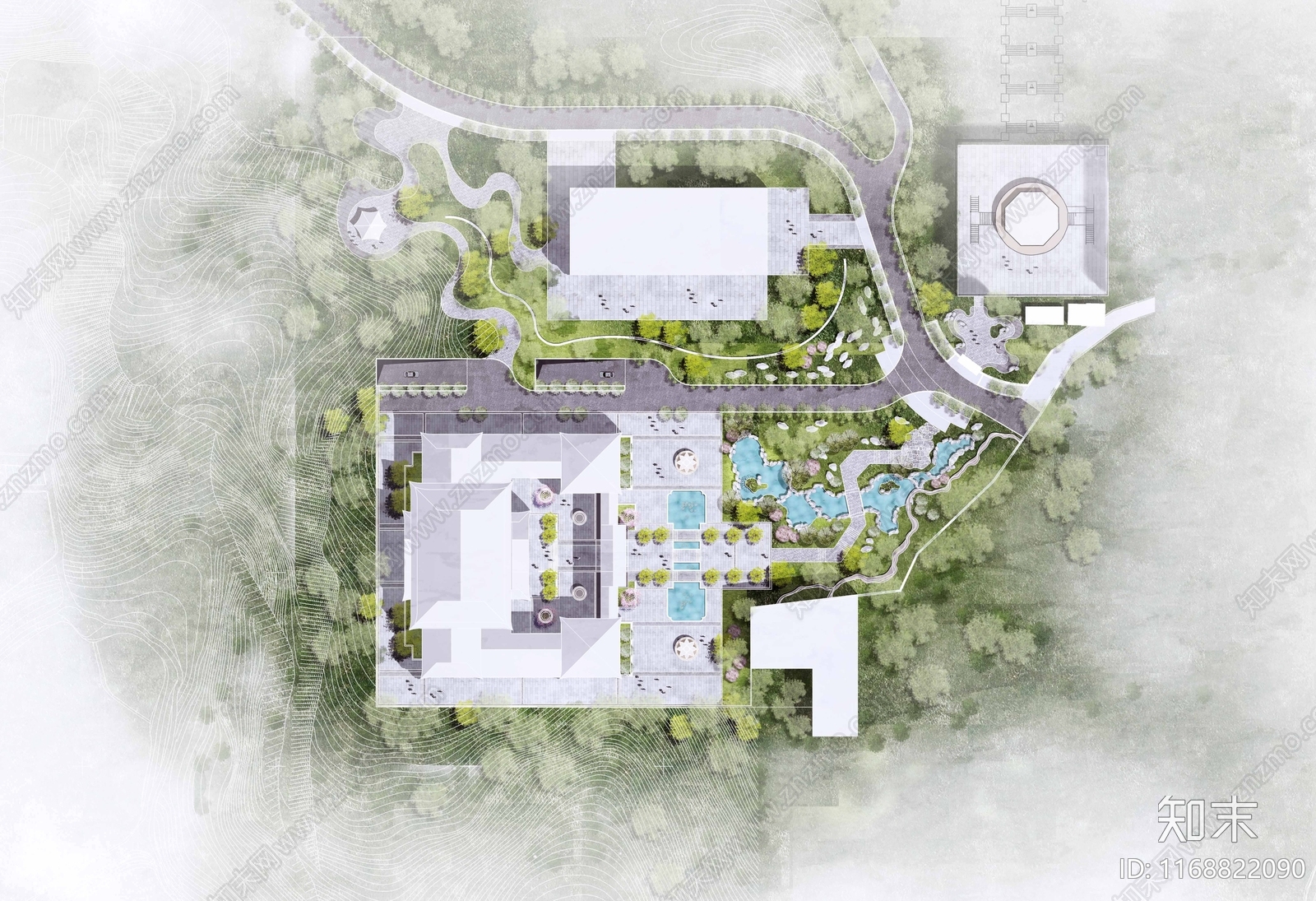 新中式中式庭院施工图下载【ID:1168822090】