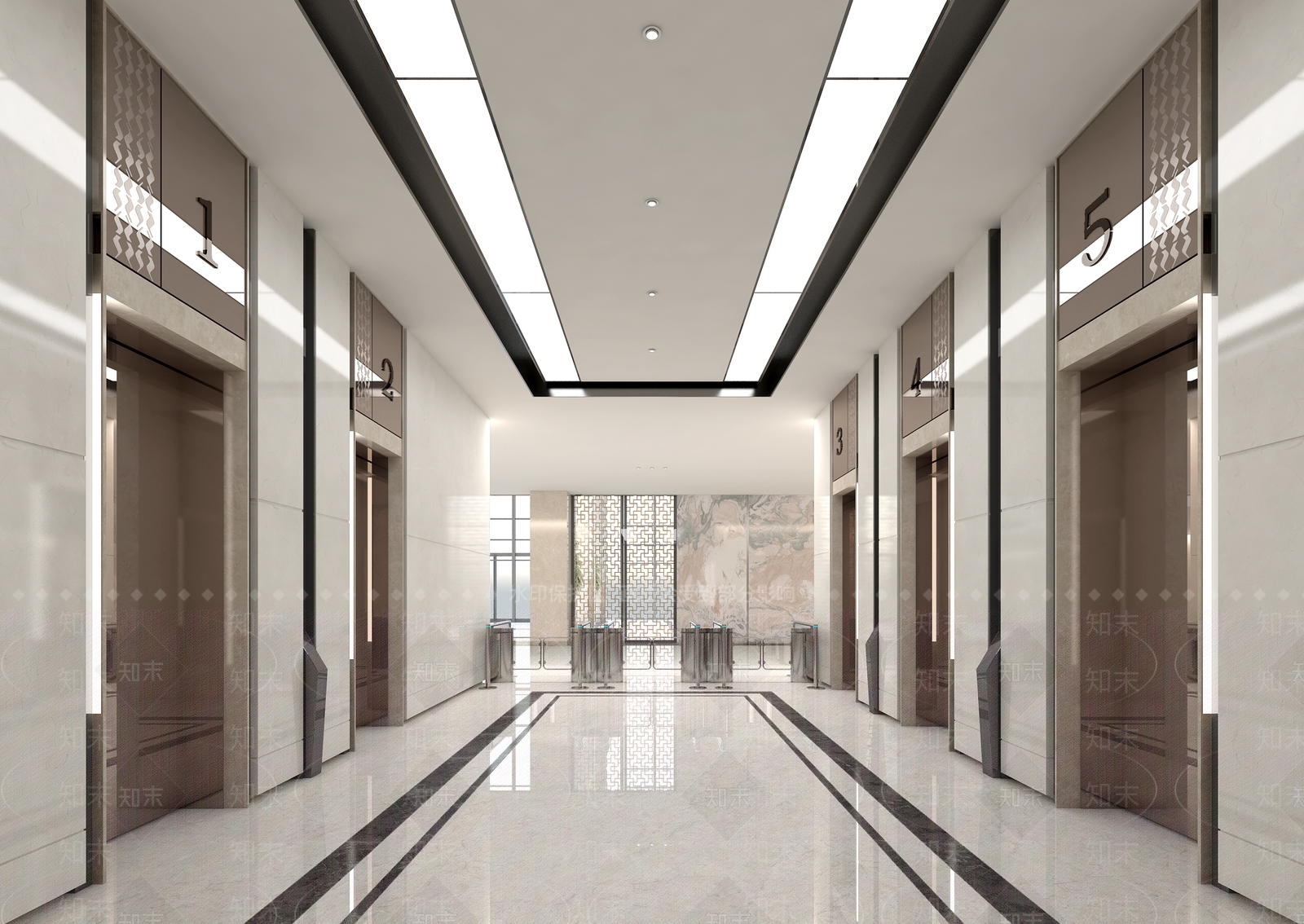 现代新中式办公大厅3D模型下载【ID:1168720944】
