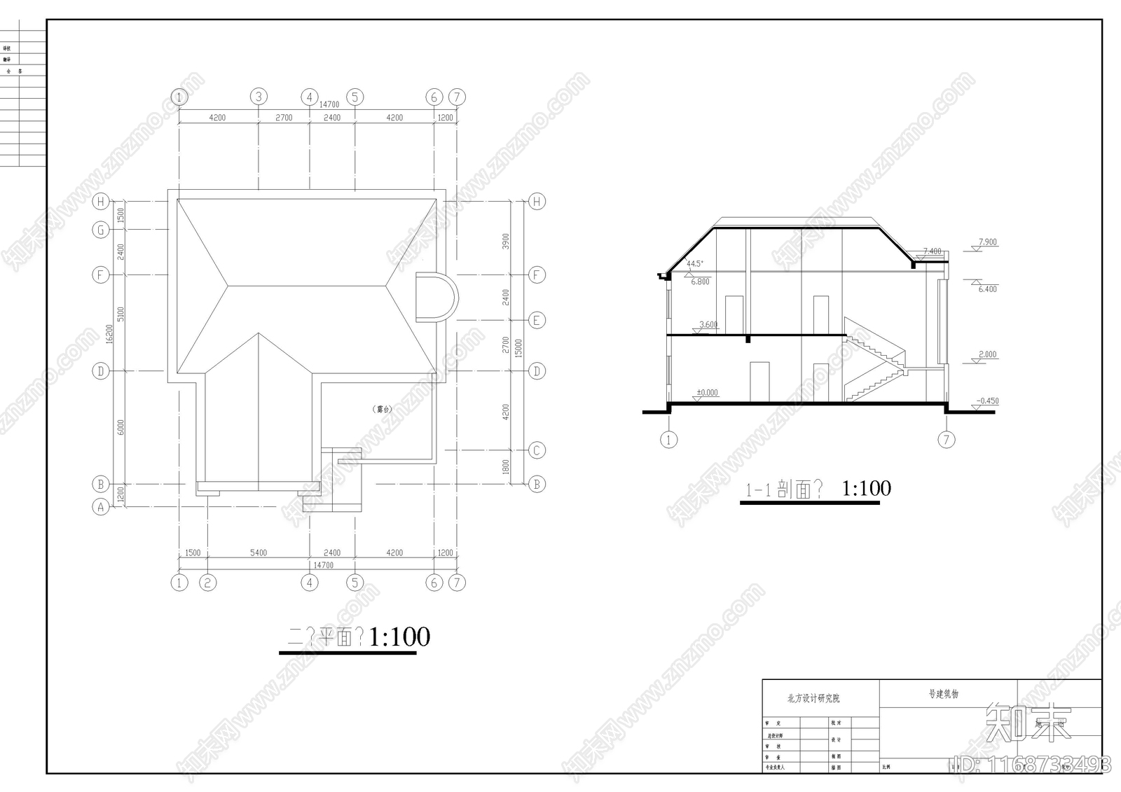 欧式别墅建筑cad施工图下载【ID:1168733493】