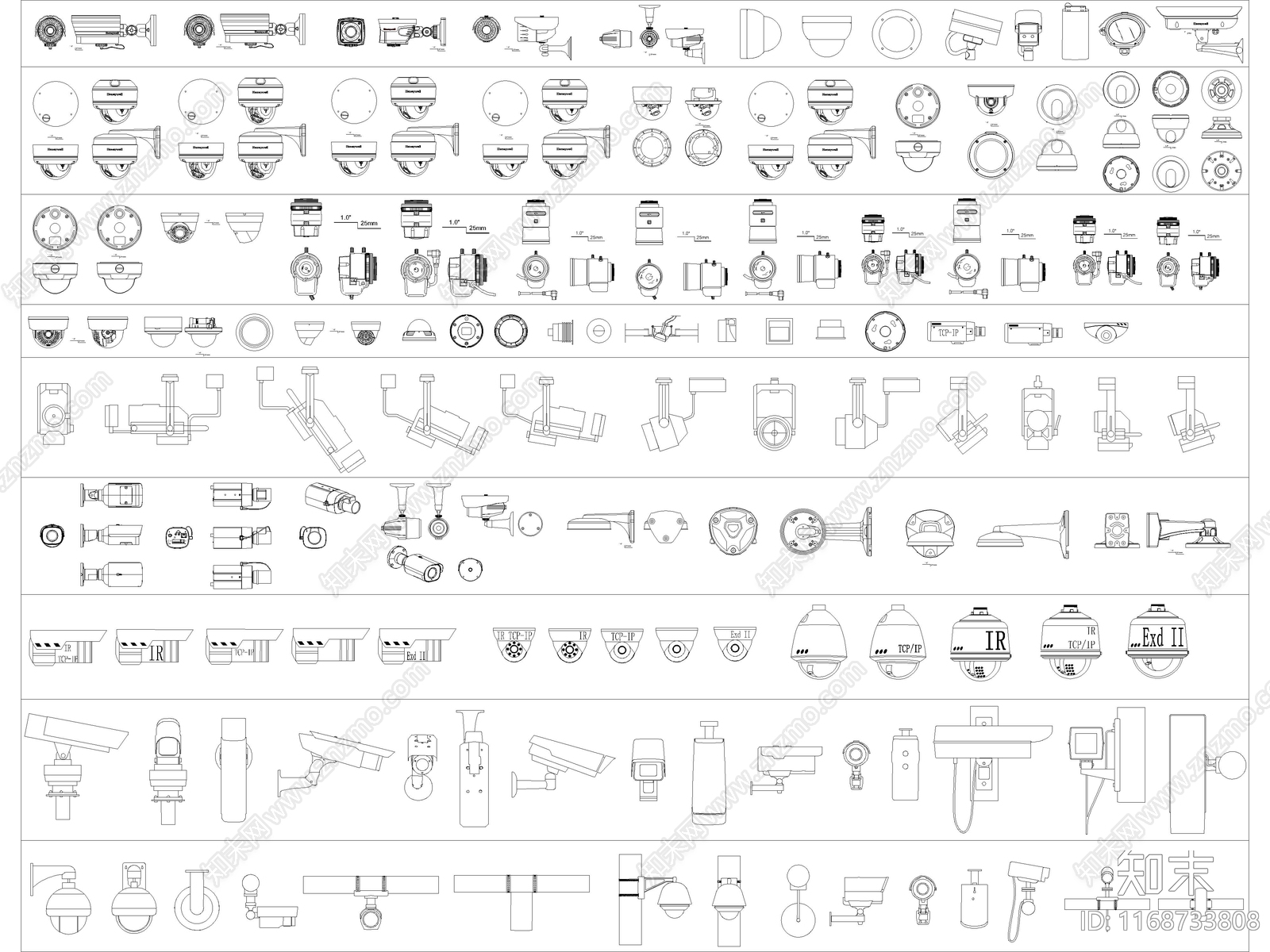 2024年最新摄像头安防监控电子眼探头CAD图库施工图下载【ID:1168733808】