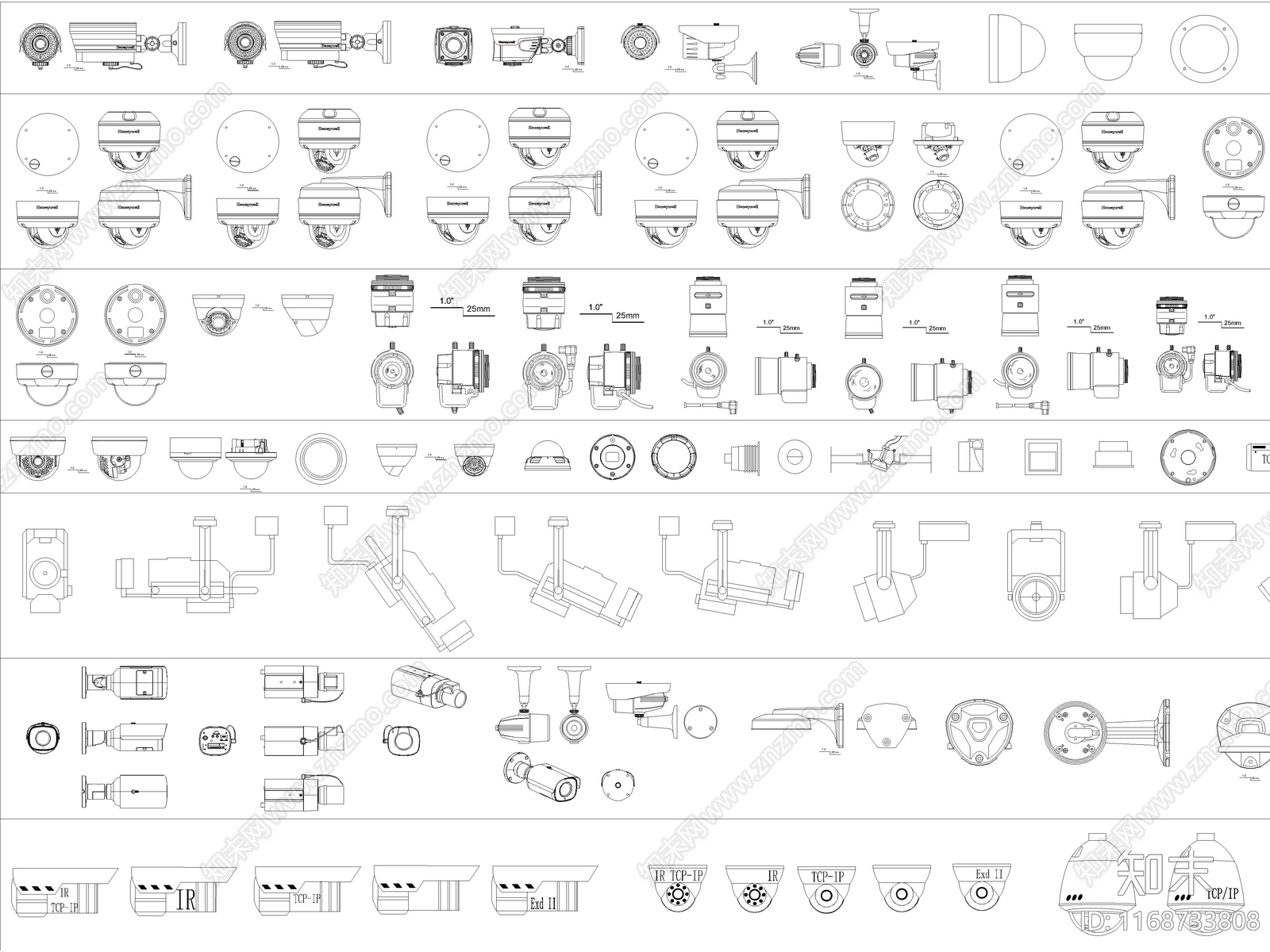 2024年最新摄像头安防监控电子眼探头CAD图库施工图下载【ID:1168733808】