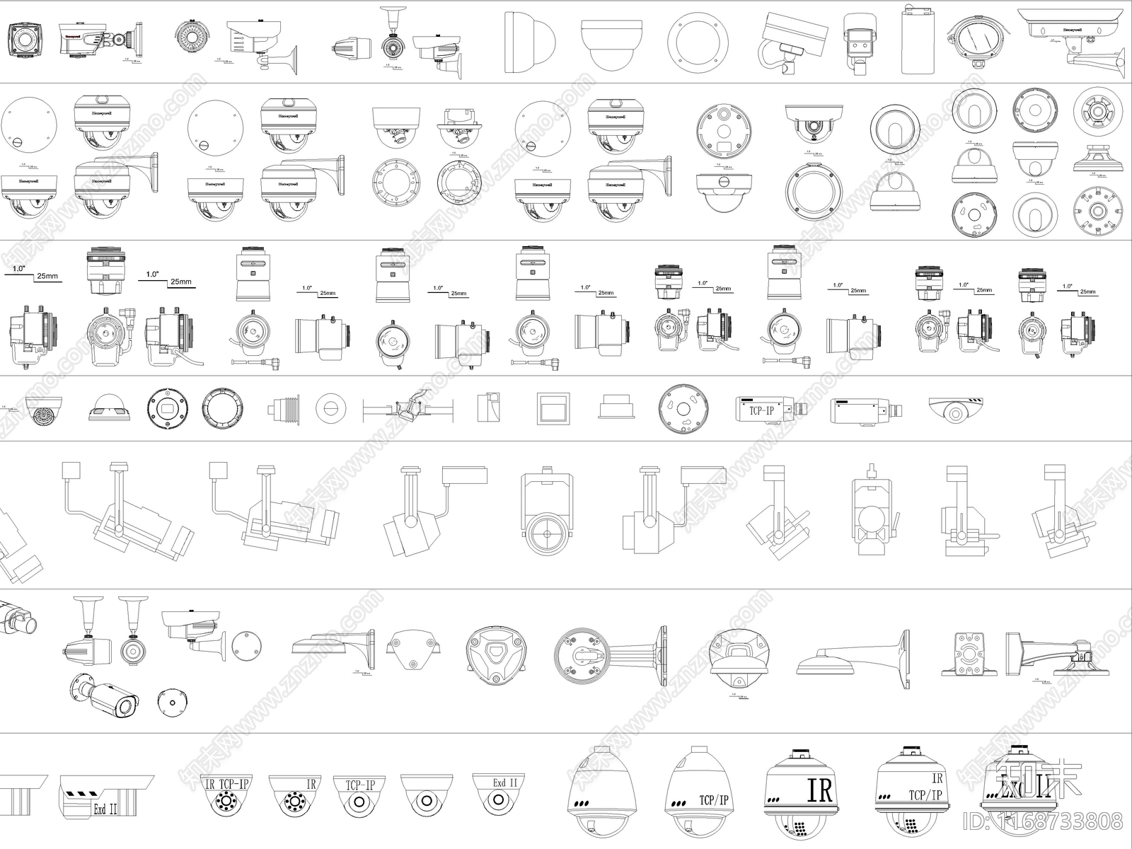 2024年最新摄像头安防监控电子眼探头CAD图库施工图下载【ID:1168733808】