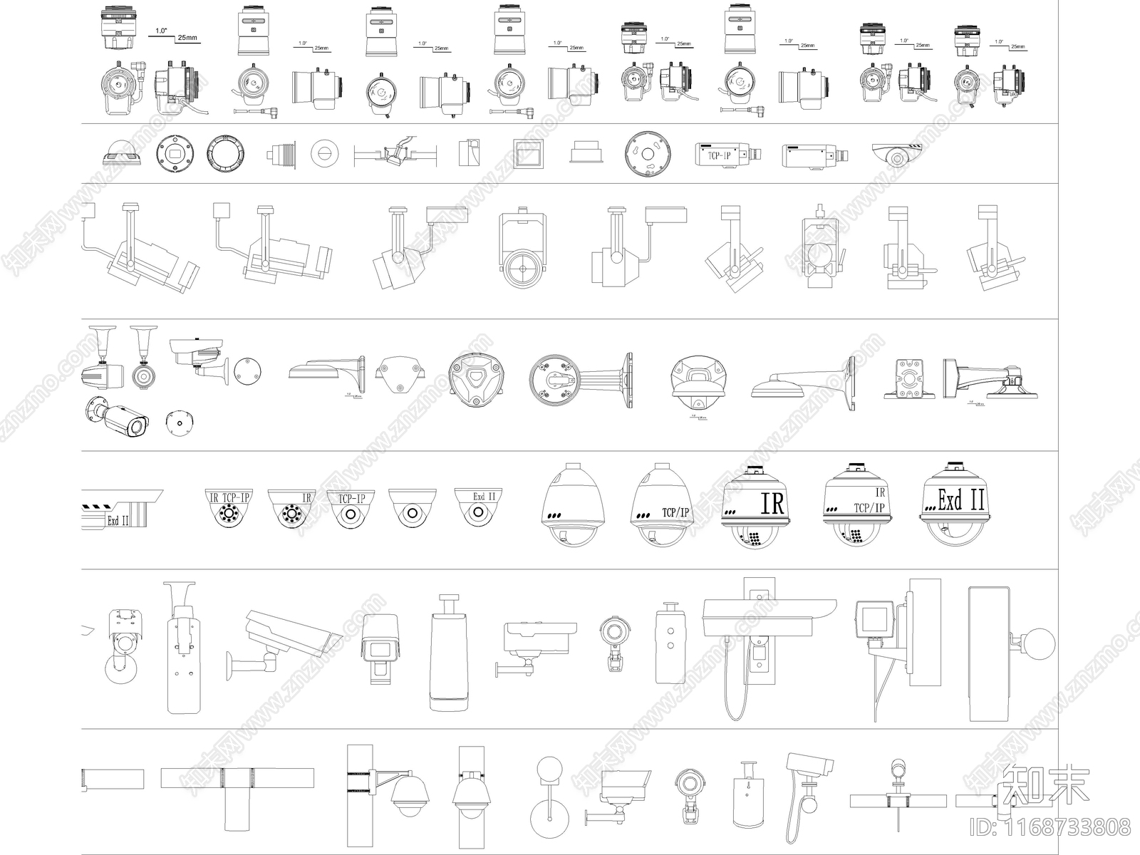 2024年最新摄像头安防监控电子眼探头CAD图库施工图下载【ID:1168733808】