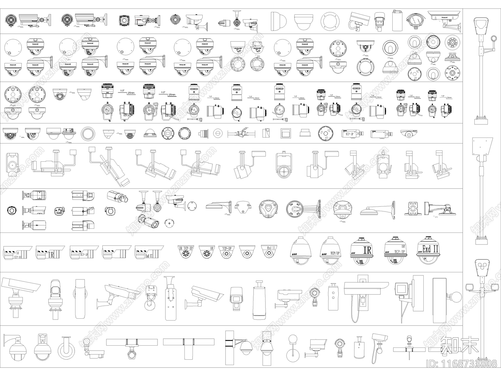 2024年最新摄像头安防监控电子眼探头CAD图库施工图下载【ID:1168733808】