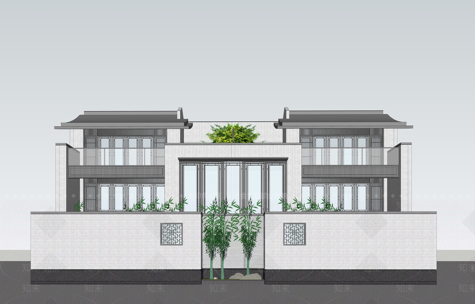 新中式四合院SU模型下载【ID:1168741592】