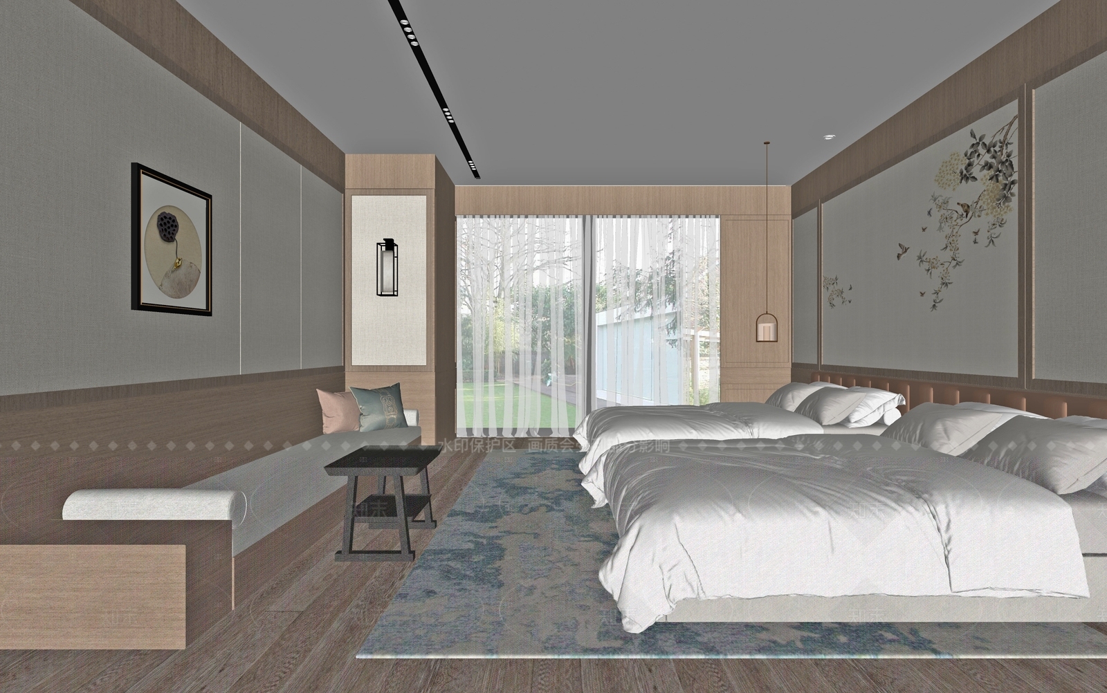 新中式酒店客房SU模型下载【ID:1168740120】