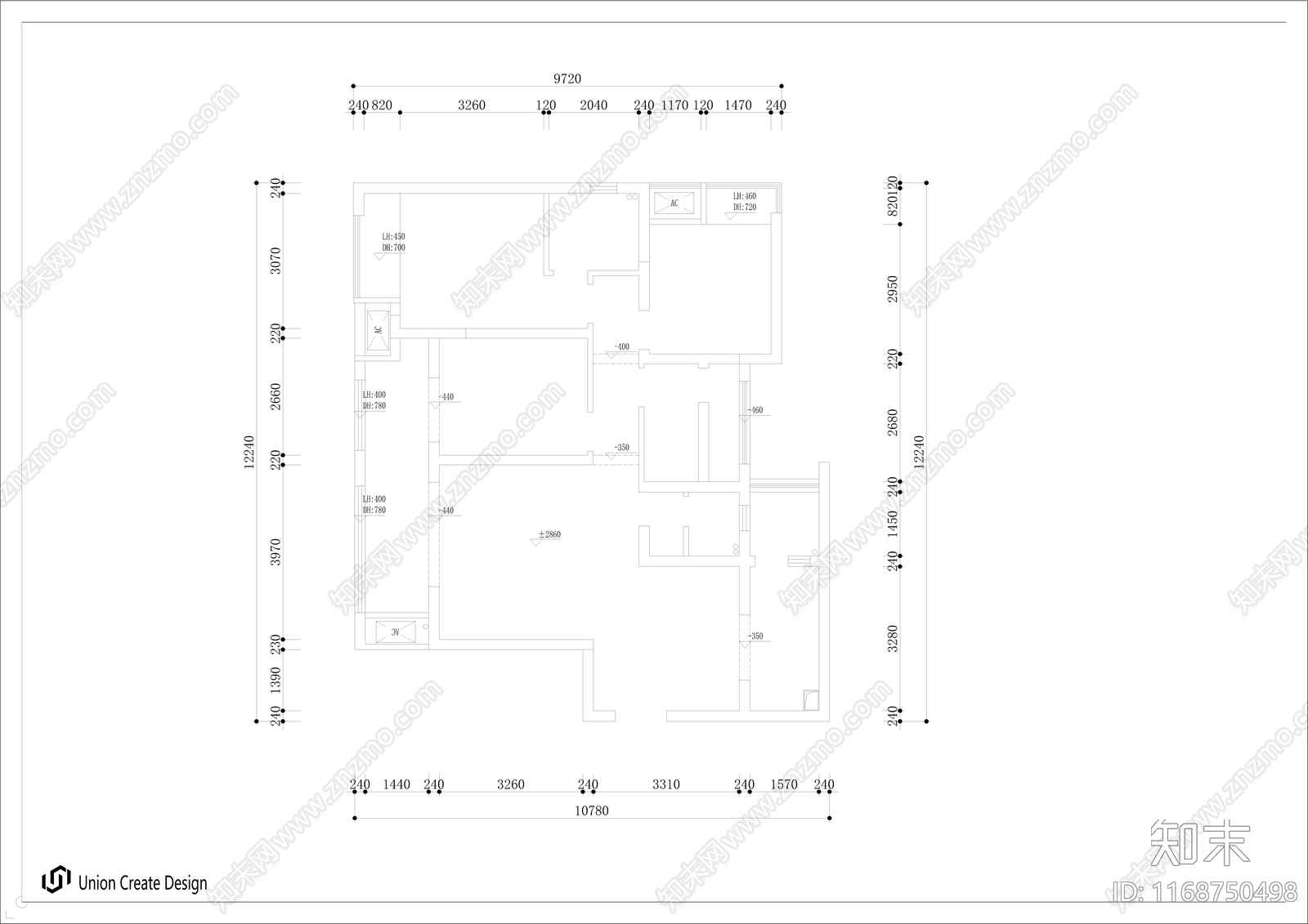 整体家装空间cad施工图下载【ID:1168750498】