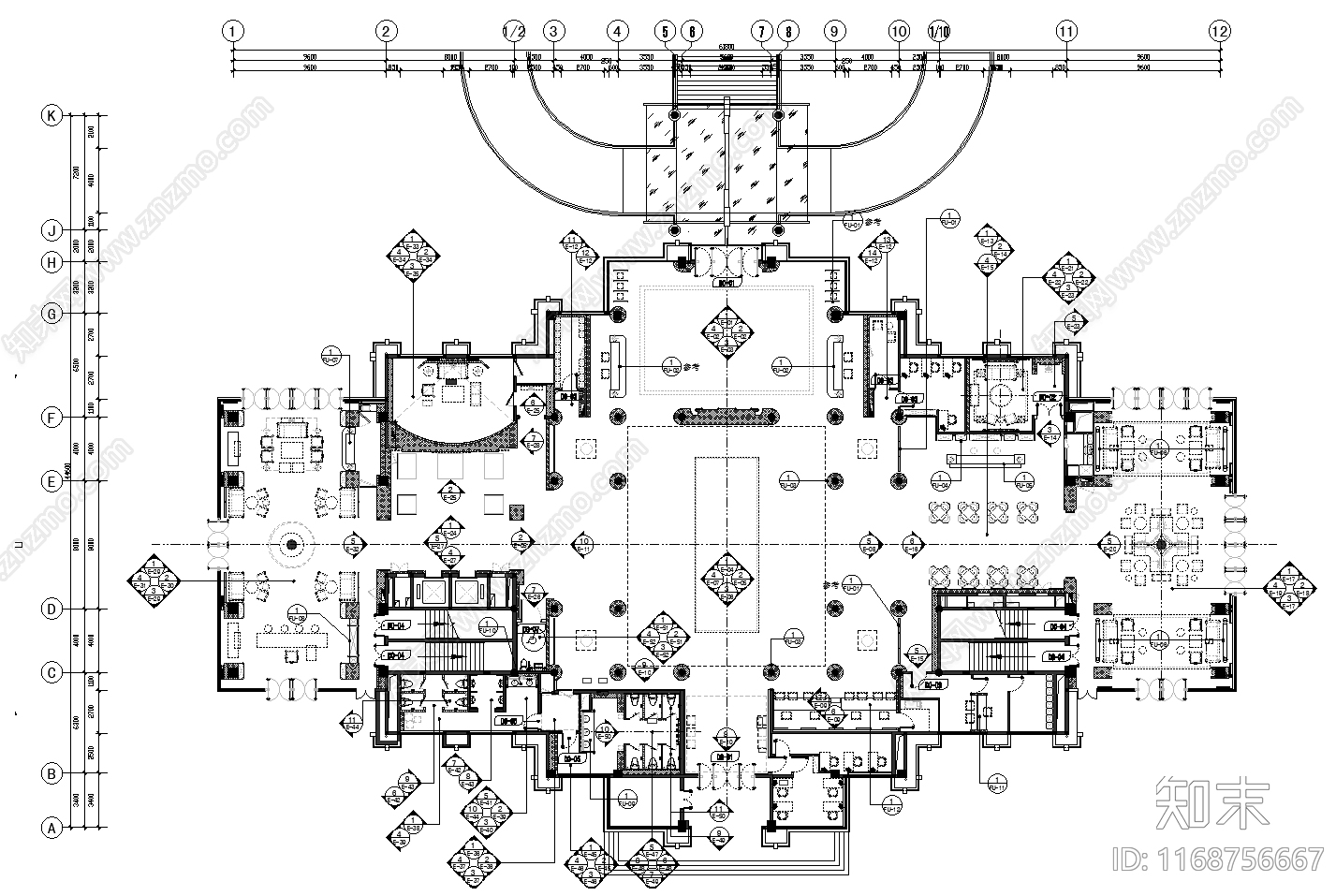 新中式售楼处建筑施工图下载【ID:1168756667】