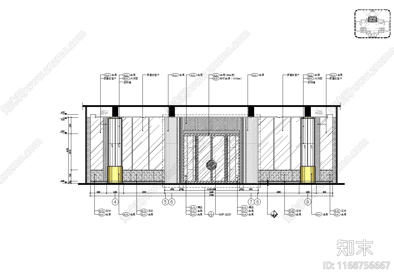 新中式售楼处建筑施工图下载【ID:1168756667】