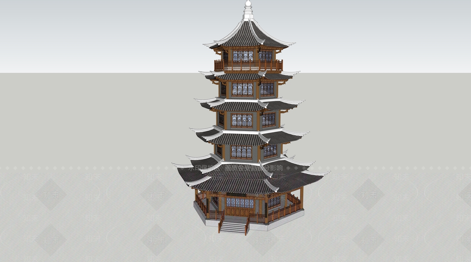 新中式现代塔楼SU模型下载【ID:1168757378】