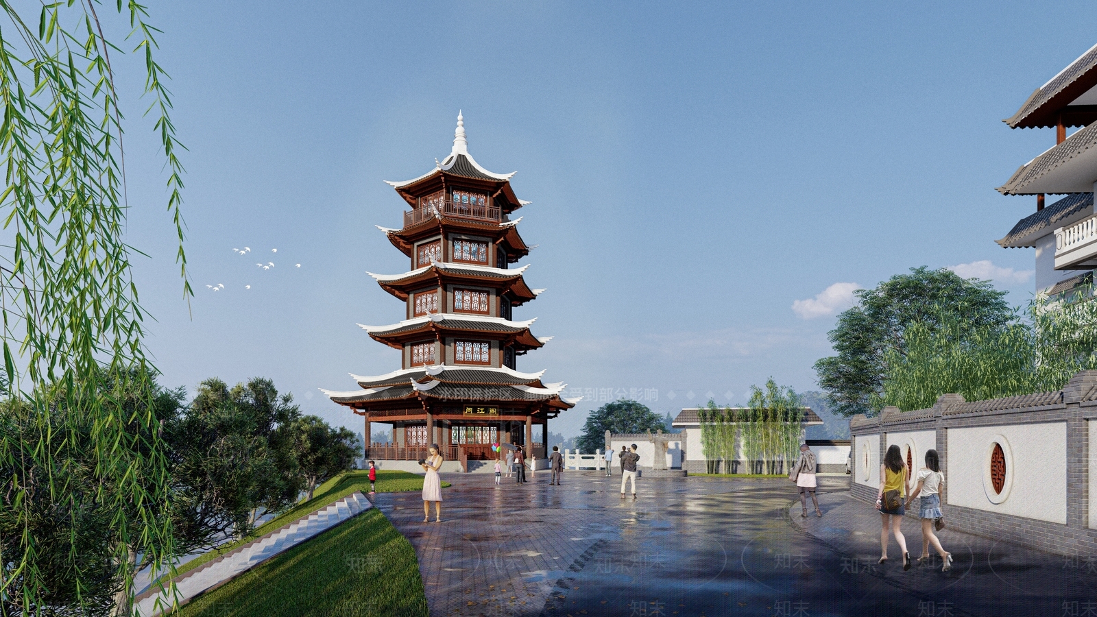 新中式现代塔楼SU模型下载【ID:1168757378】