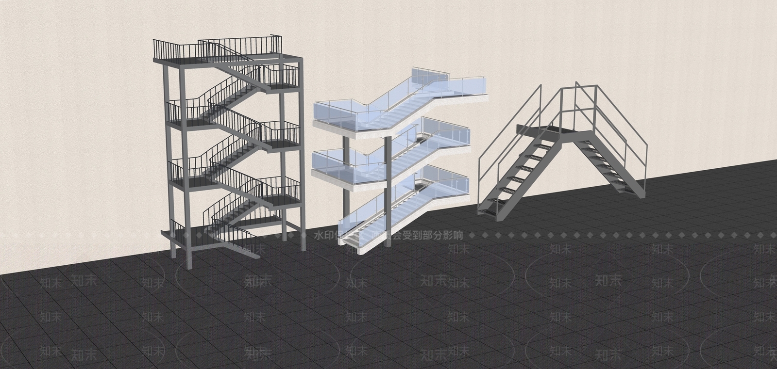 现代楼梯SU模型下载【ID:1168758667】