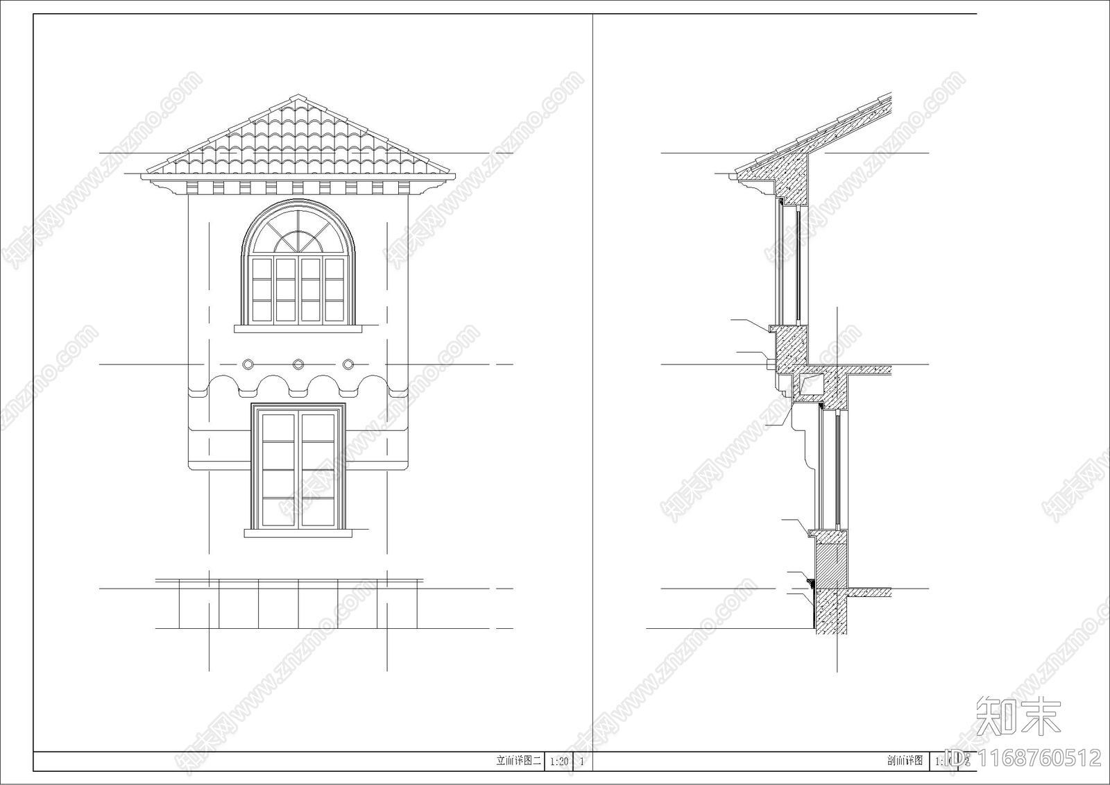 美式欧式别墅建筑cad施工图下载【ID:1168760512】