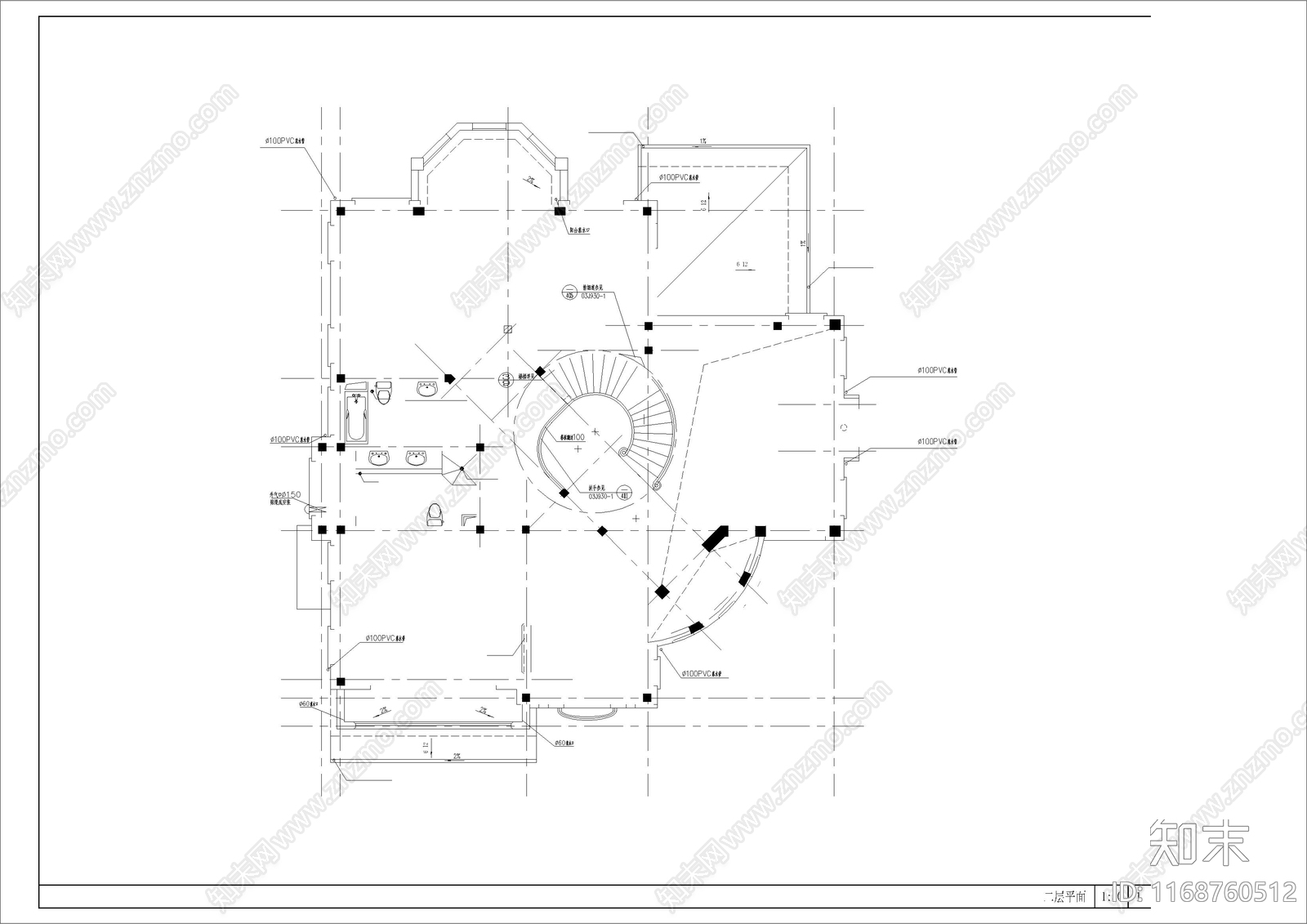 美式欧式别墅建筑cad施工图下载【ID:1168760512】