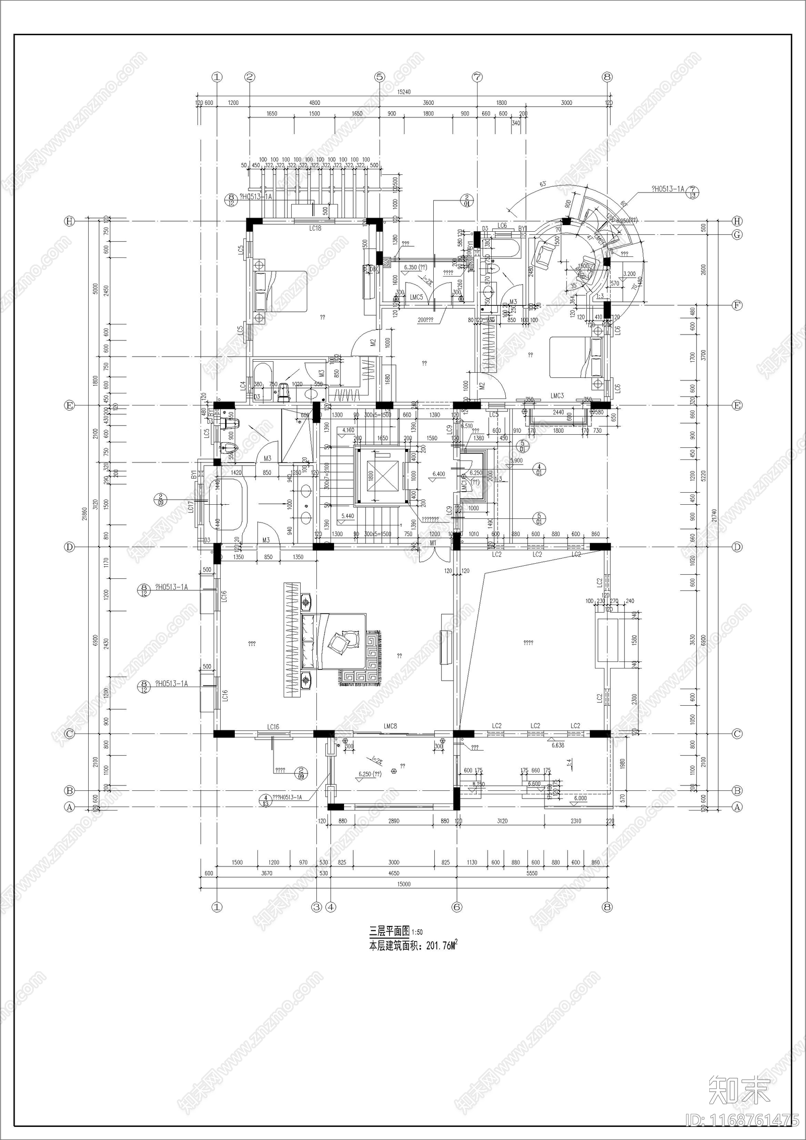 欧式北欧别墅建筑cad施工图下载【ID:1168761475】